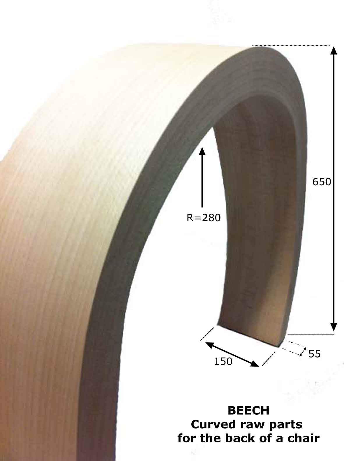 curved part in solid wood