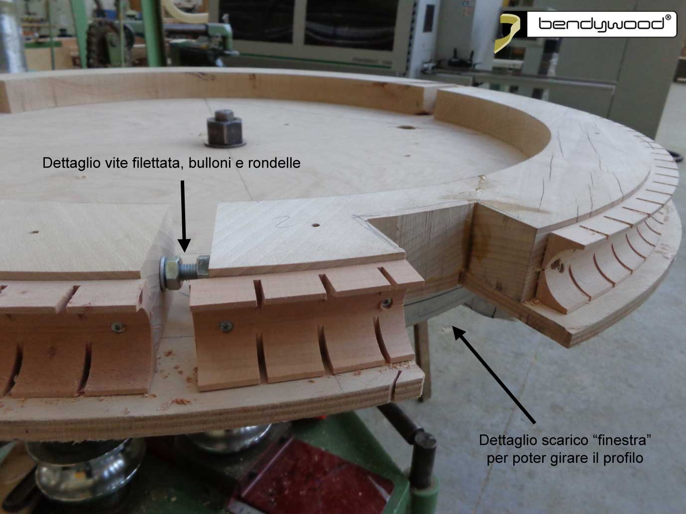 Dettagglio dima - Lampadario in Bendywood®
