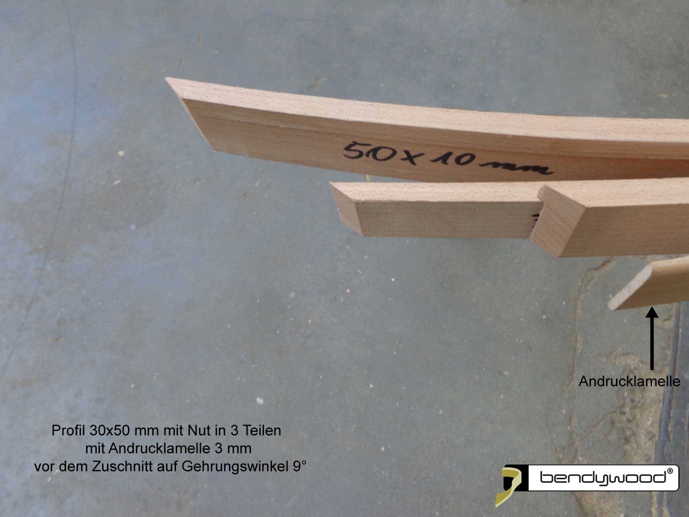 Bendywood® Profil 30x50 mm in 3 Teilen