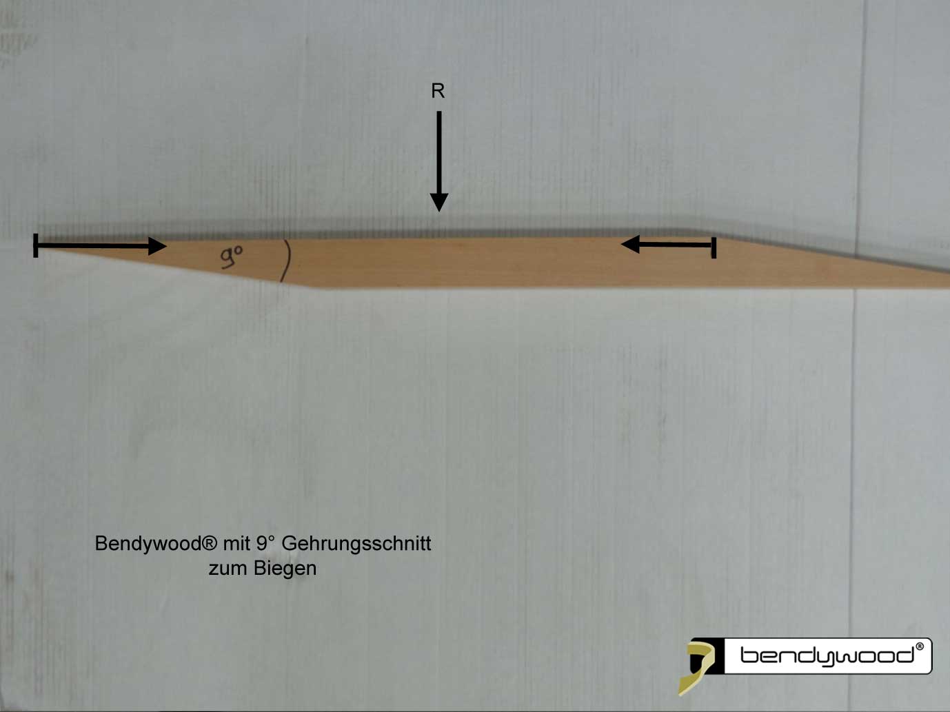 Biegeholz mit 9° Gehrungsschnitt