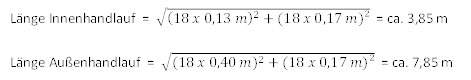 Beispiel Formel zur Berechnung von Handlauflängen von Spindeltreppen